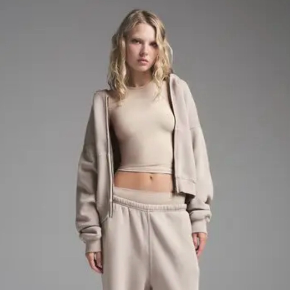 Skims Classic Hoodie in Stone - Picture 3 of 16